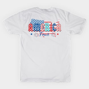 Retro America Tour, 1776 Independence Day, American Flag, Memorial Day, Patriotic Freedom (2 Sided) T-Shirt
